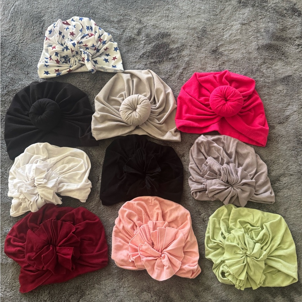 Set of 10 Colorful Baby Girl Turbans
